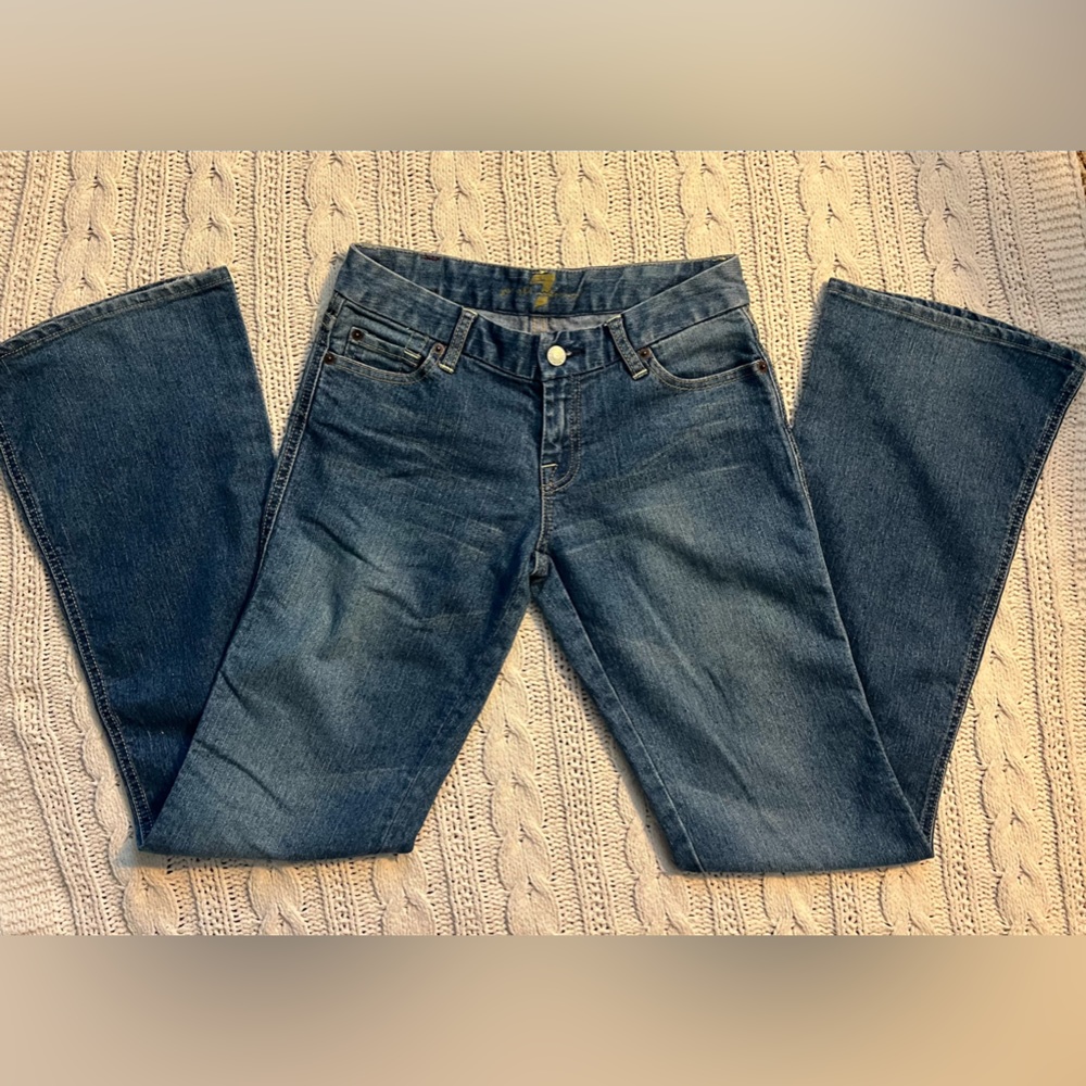 7 for all mankind “A Pocket” bootcut jeans, light denim, size 26x32